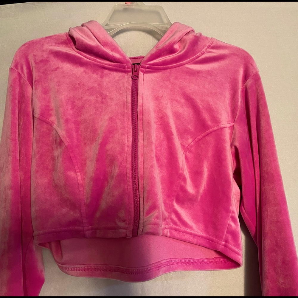 Pink crop top zip up jacket XL
